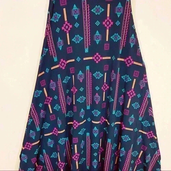 LuLaRoe Multicolor Aztec Native Tribal Print Banded Maxi Skirt Size XS - Picture 11 of 12